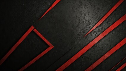 Black and red diagonal stripes of metal, creating an abstract background in the style of gaming or tech themes Created with.