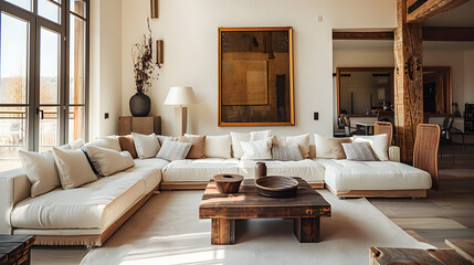 Farmhouse, country home interior design of modern living room.