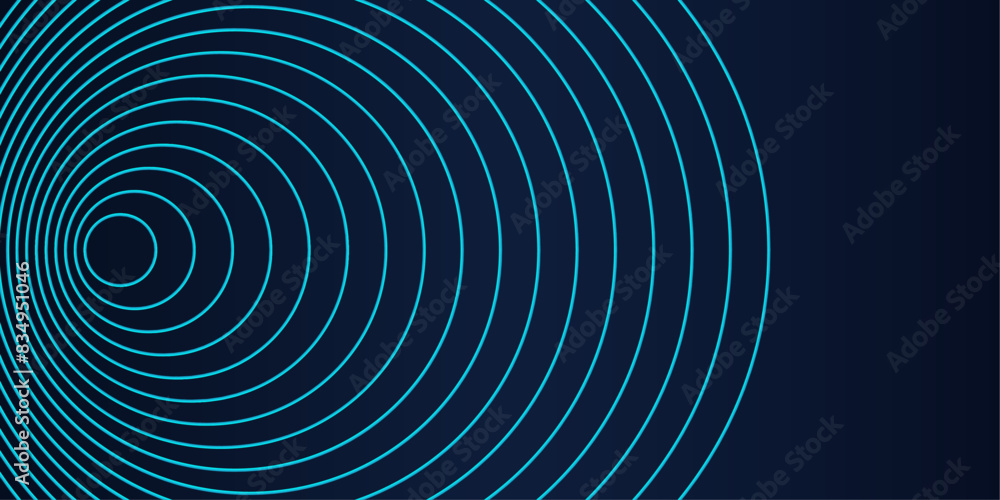 Aufkleber Abstract background with concentric circles in blue green colors flowing wave lines pattern in concept of music, sound waves, technology, science.