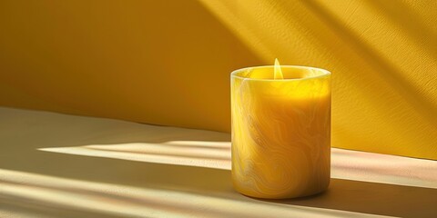 yellow-colored veined candle, artisanal and organic candle branding, personalized candle 