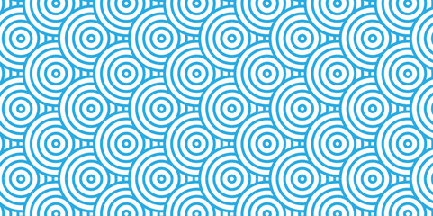 Fototapeta premium Vector Overlapping Pattern Minimal diamond geometric waves spiral and abstract circle wave line. blue color seamless tile stripe geometric create retro square line backdrop pattern background.