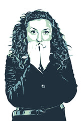 Stressed business woman biting nails