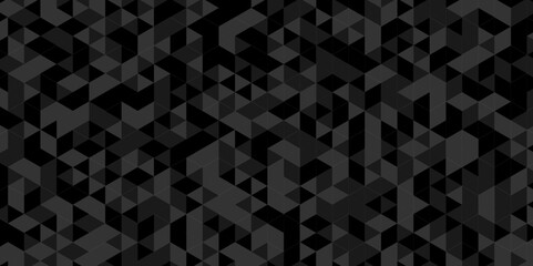 Vector geometric seamless diamond technology black and gray triangle element light background. Abstract digital grid light pattern white Polygon Mosaic triangle, business and corporate background.