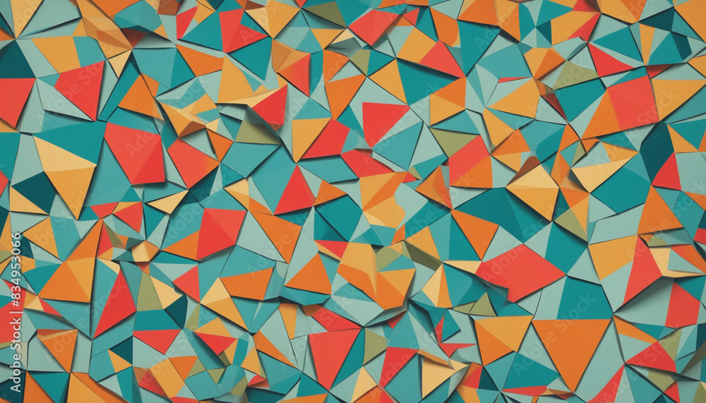 Aufkleber an intricate and vibrant geometric design evolution featuring colorful patterns and shapes in motion