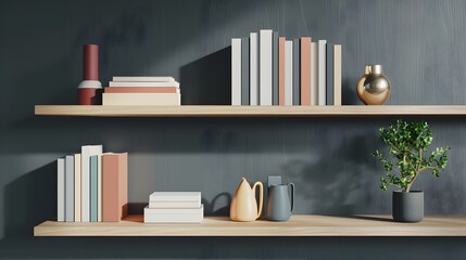 Neatly Arranged Bookshelf with Decorative Accents in Modern Living Space