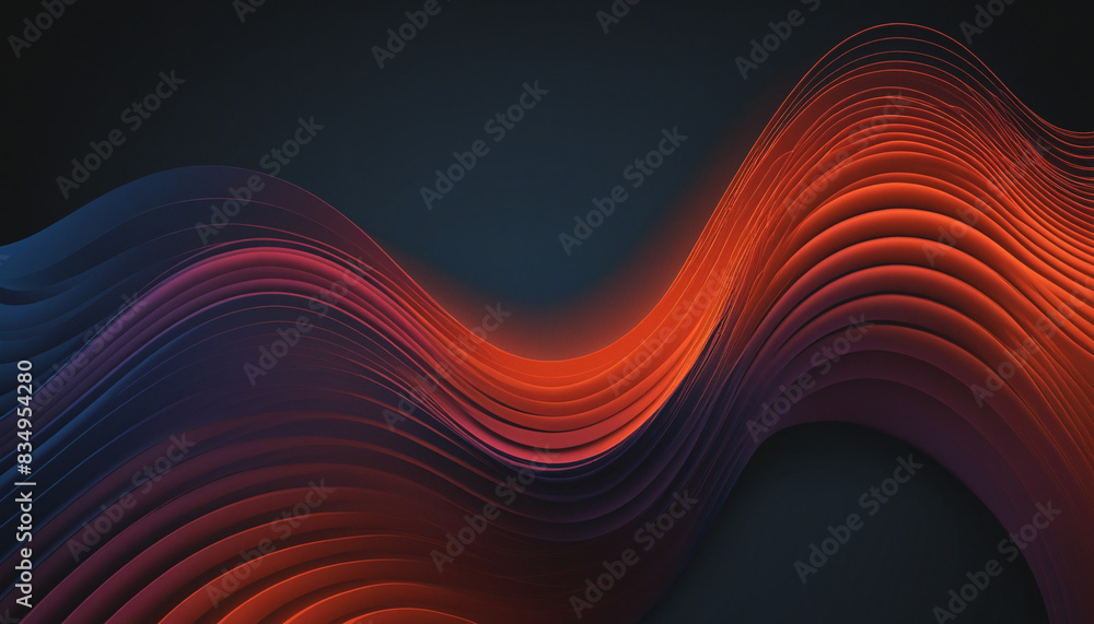Poster intriguing blue and orange abstract gradient curve in motion on a dark background