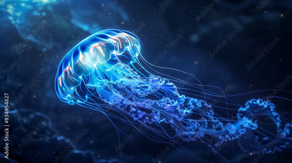 Canvas Prints a jellyfish is floating in the ocean