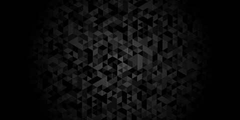 Black and gray square triangle tiles pattern mosaic background. Modern seamless geometric dark black low poly pattern background with lines Geometric print composed of triangles.