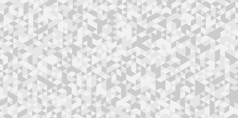 Vector geometric seamless technology gray and white triangle element light background. Abstract digital grid light pattern white Polygon Mosaic triangle Background, business and corporate background.