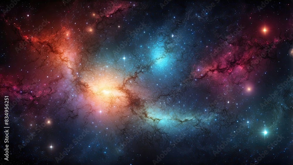 Wall mural space background with realistic nebula and shining stars. colorful cosmos with stardust and milky wa