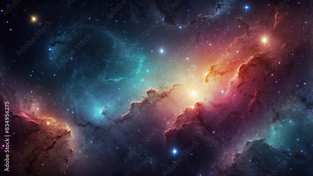 Wall mural space background with realistic nebula and shining stars. colorful cosmos with stardust and milky wa