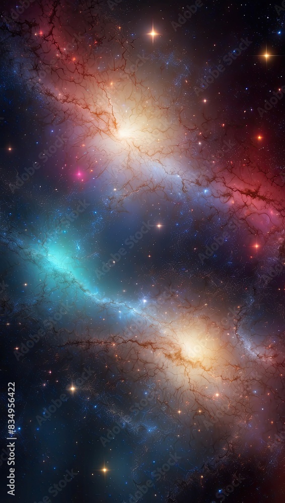 Wall mural space background with realistic nebula and shining stars. colorful cosmos with stardust and milky wa