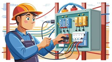 Behind the scenes of a safe home! This image shows a licensed electrician performing electrical panel repairs, ensuring your electrical system functions optimally.