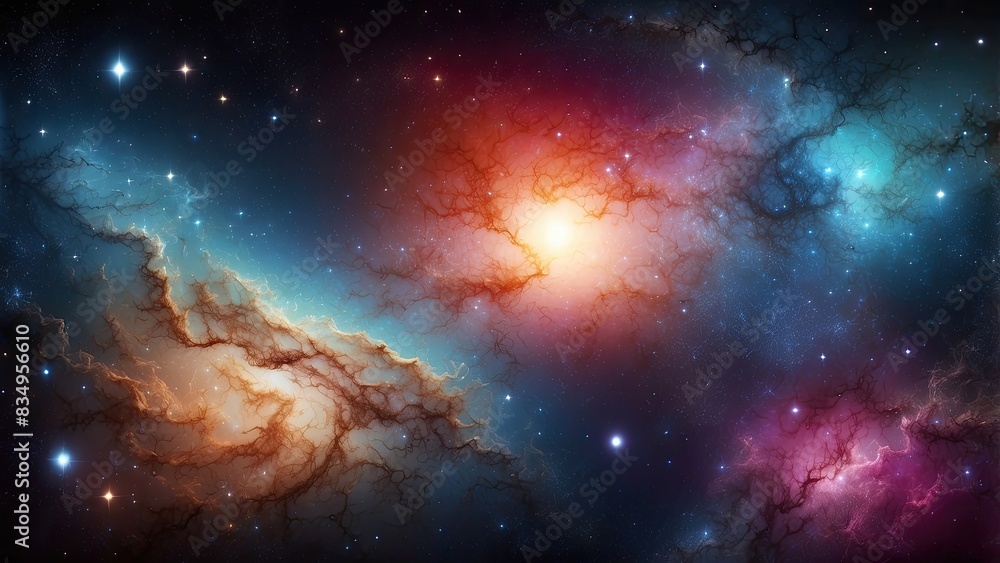 Wall mural space background with realistic nebula and shining stars. colorful cosmos with stardust and milky wa