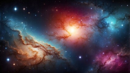 Obraz premium Space background with realistic nebula and shining stars. Colorful cosmos with stardust and milky way. Magic color galaxy. Infinite universe and starry night. Vector illustration