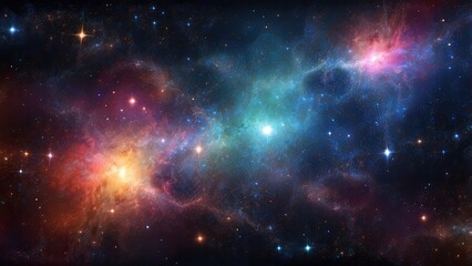 Fototapeta premium Space background with realistic nebula and shining stars. Colorful cosmos with stardust and milky way. Magic color galaxy. Infinite universe and starry night. Vector illustration
