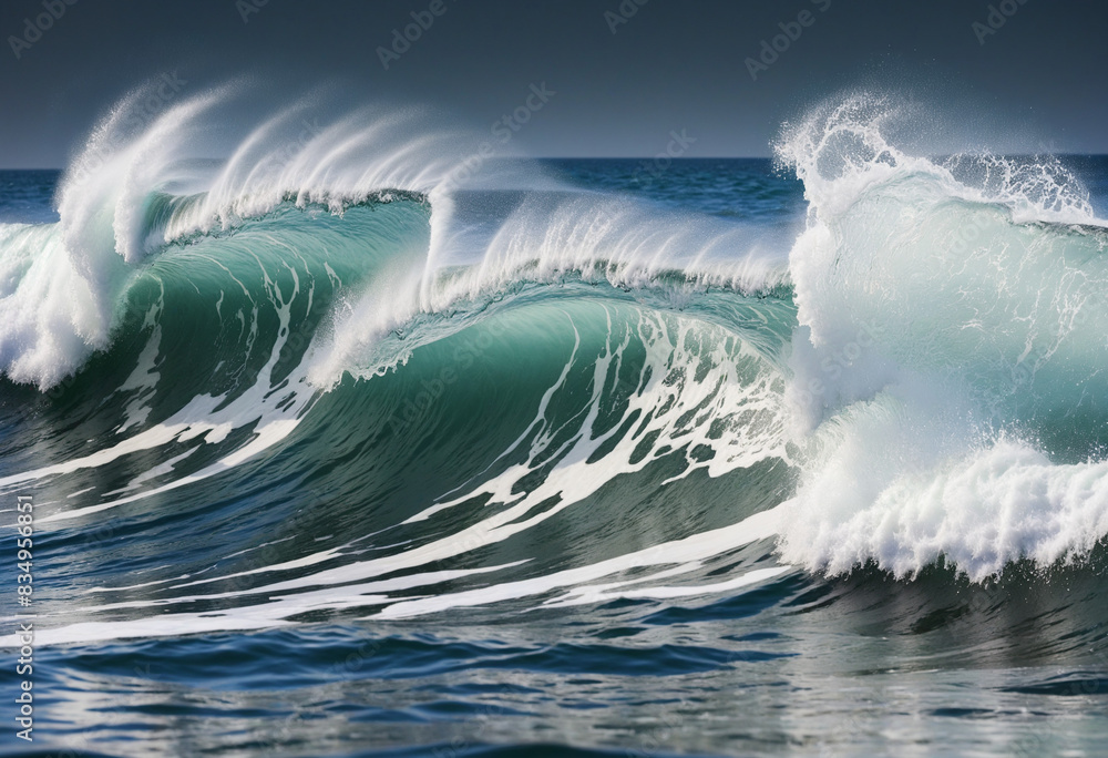 Poster fluid abstract wave pattern on water surface with a clean white background