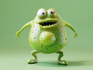 friendly germ mascot - green slimy booger, bacteria, virus