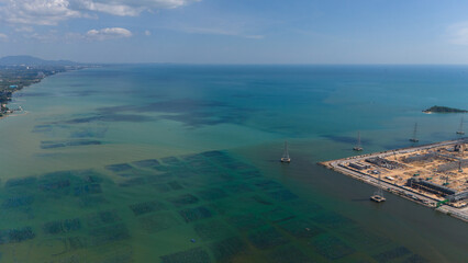 Aerial view oil and gas chemical tank with oil refinery plant business and industry power energy chemical barrel. for Transportation in Thailand