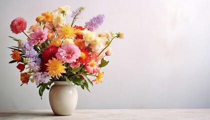 A vase with flowers on a background