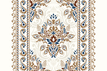 Scarf pattern,Ikat floral embroidery vector.