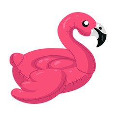 A swimming circle in the form of a pink flamingo with a large long neck, a large floating bird. This bird float is perfect for a summer themed pool party. Isolated vector illustration
