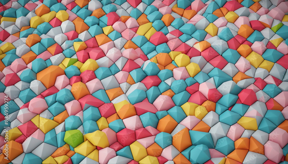 Poster futuristic 3d render abstract polygonal shapes with vibrant gradient colors and geometric patterns, 