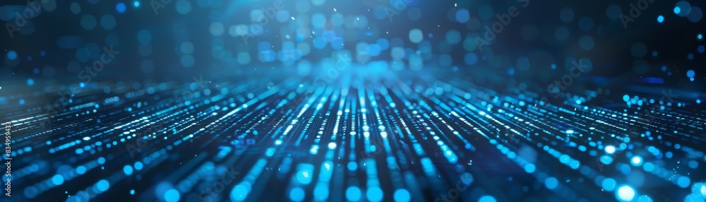 Poster abstract blue digital technology background with particles and lines designed for future tech, big d