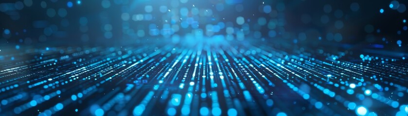 Abstract blue digital technology background with particles and lines designed for future tech, big data, blockchain, and network concepts.