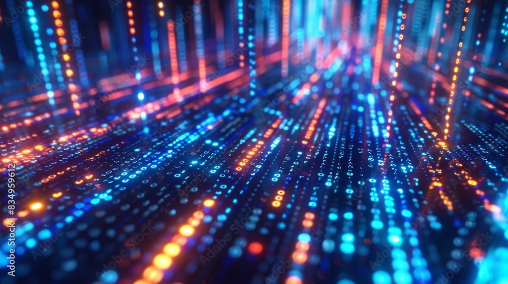 Aufkleber abstract digital background with glowing data particles in a futuristic cityscape. perfect for techn