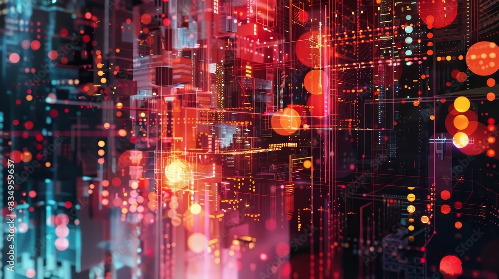 Poster abstract digital background with glowing lights, circuit patterns, and futuristic technology element
