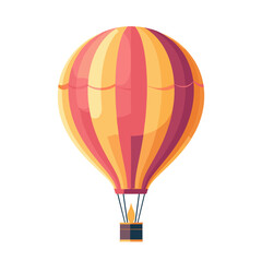 Obraz premium A colorful hot air balloon floating in the air with a simple background. Flat vector illustration.