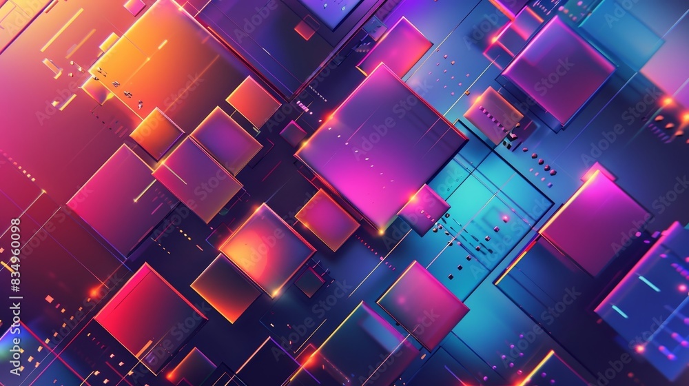 Poster abstract geometric background with vibrant neon gradients and futuristic technology shapes. perfect 