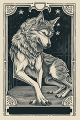 Obraz premium Wolf poster card art illustration