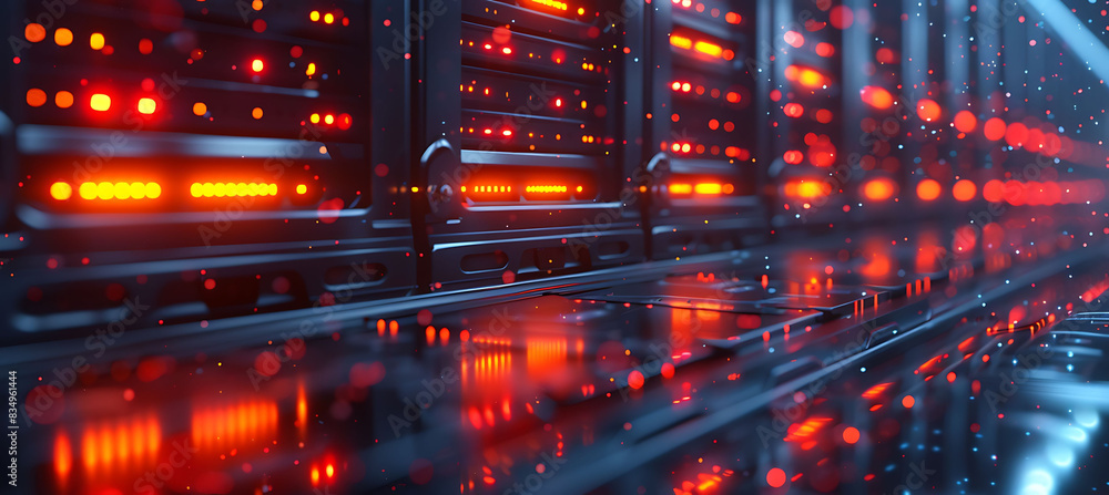 Wall mural closeup of virtual data storage units within the cloud showing detailed data structures and holograp
