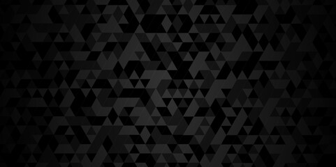 Black and gray square triangle tiles pattern mosaic background. Modern seamless geometric dark black low poly pattern background with lines Geometric print composed of triangles.