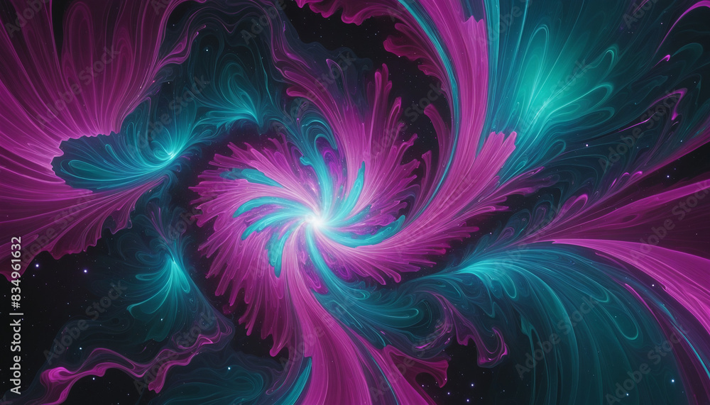 Poster three-dimensional iridescent swirl illustration on a transparent background, futuristic design in gr