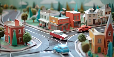 Fototapeta premium City model made of paper