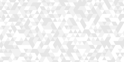Vector geometric seamless technology gray and white triangle element light background. Abstract digital grid light pattern white Polygon Mosaic triangle Background, business and corporate background.