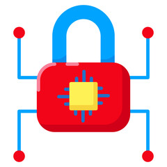 Padlock Ai style on flat icon. vector illustration