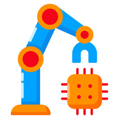 Robotic Arm  style on flat icon. vector illustration