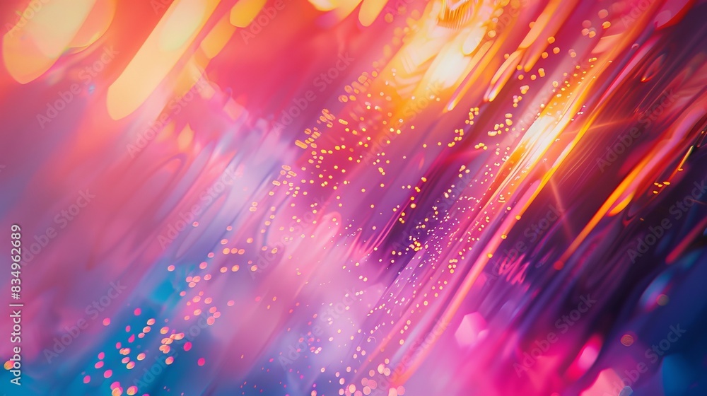 Poster vibrant abstract background with colorful light streaks and bokeh effects, showcasing a dynamic and 