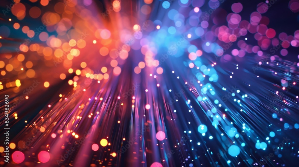 Poster vibrant abstract background with colorful light streaks and bokeh effect, perfect for creative proje