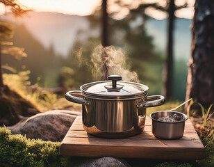 camping cooking in nature outdoor