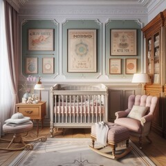 Vintage-themed Baby Nursery Room: Enchanting Classic Design