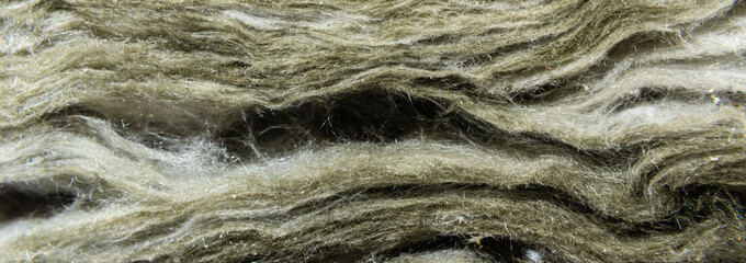 Construction glass wool macro shot, banner, background.