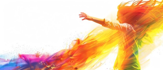 Obraz premium Abstract colorful painting of a woman dancing.