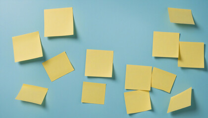 Fototapeta premium Colorful Yellow Post-it Note Mock-up on a Blue Background