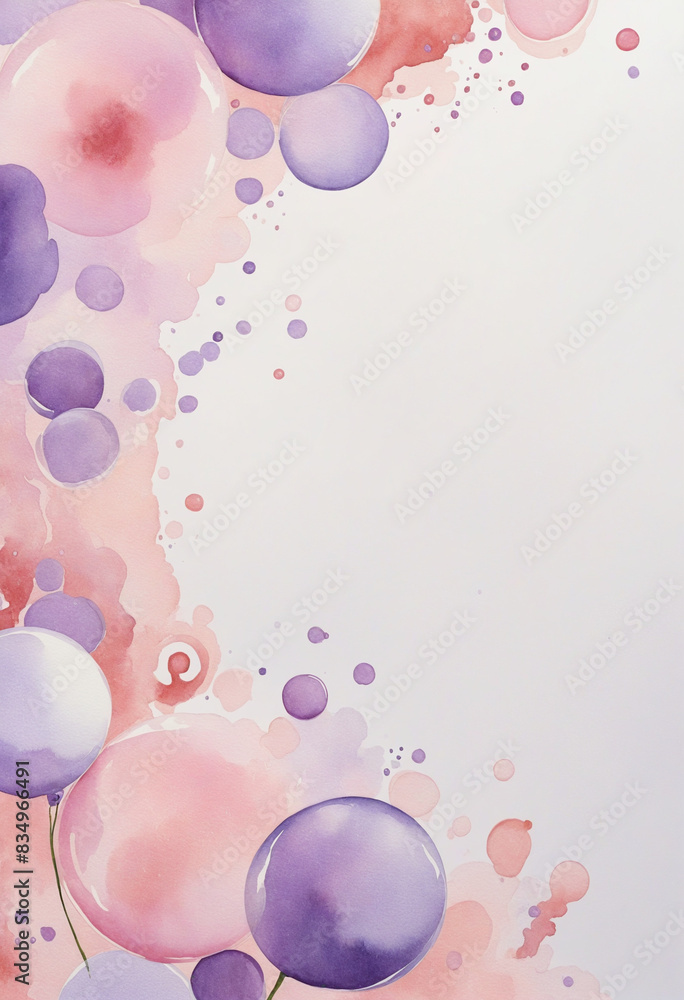 Poster watercolor painting of blooming flowers in a colorful abstract design, created with generative ai te