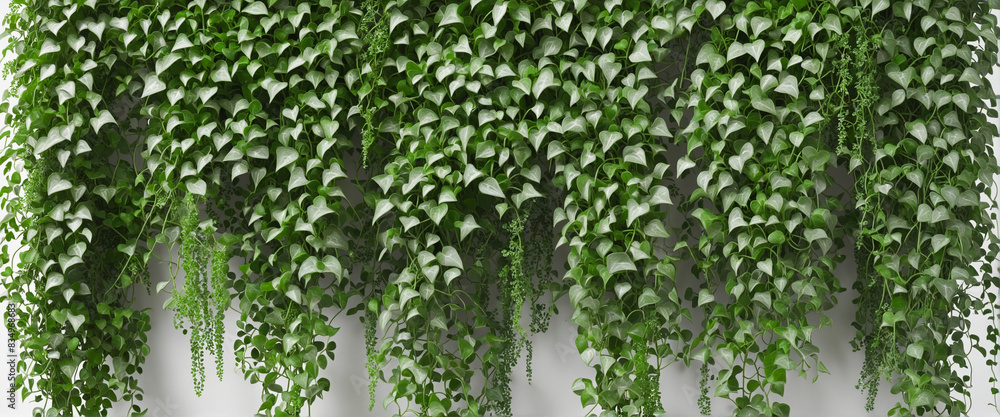 Poster 3d rendering of a decorative creeper plant climbing a tree branch in a garden setting